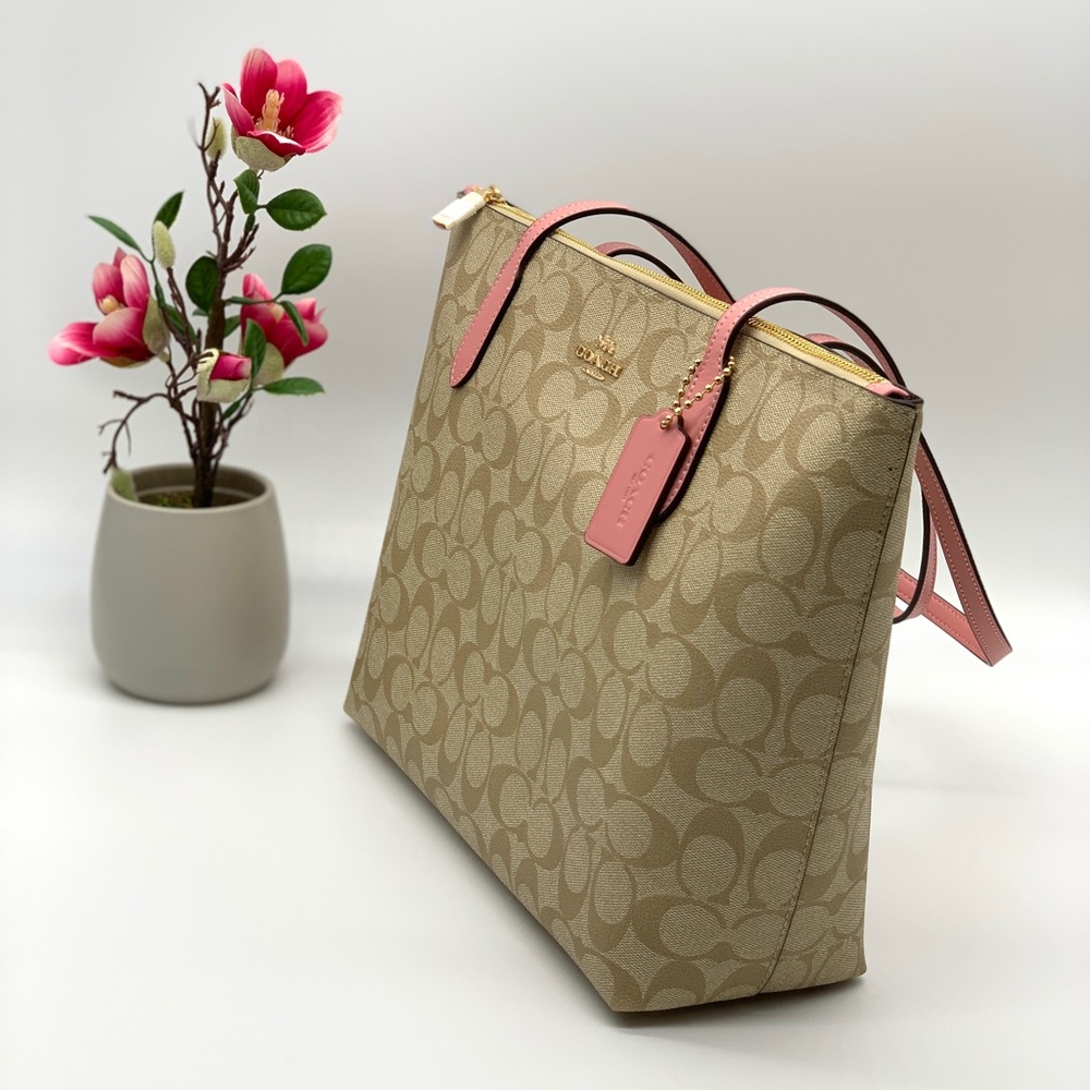 Coach Zip Top Tote In Signature Canvas - Picture 3 of 9